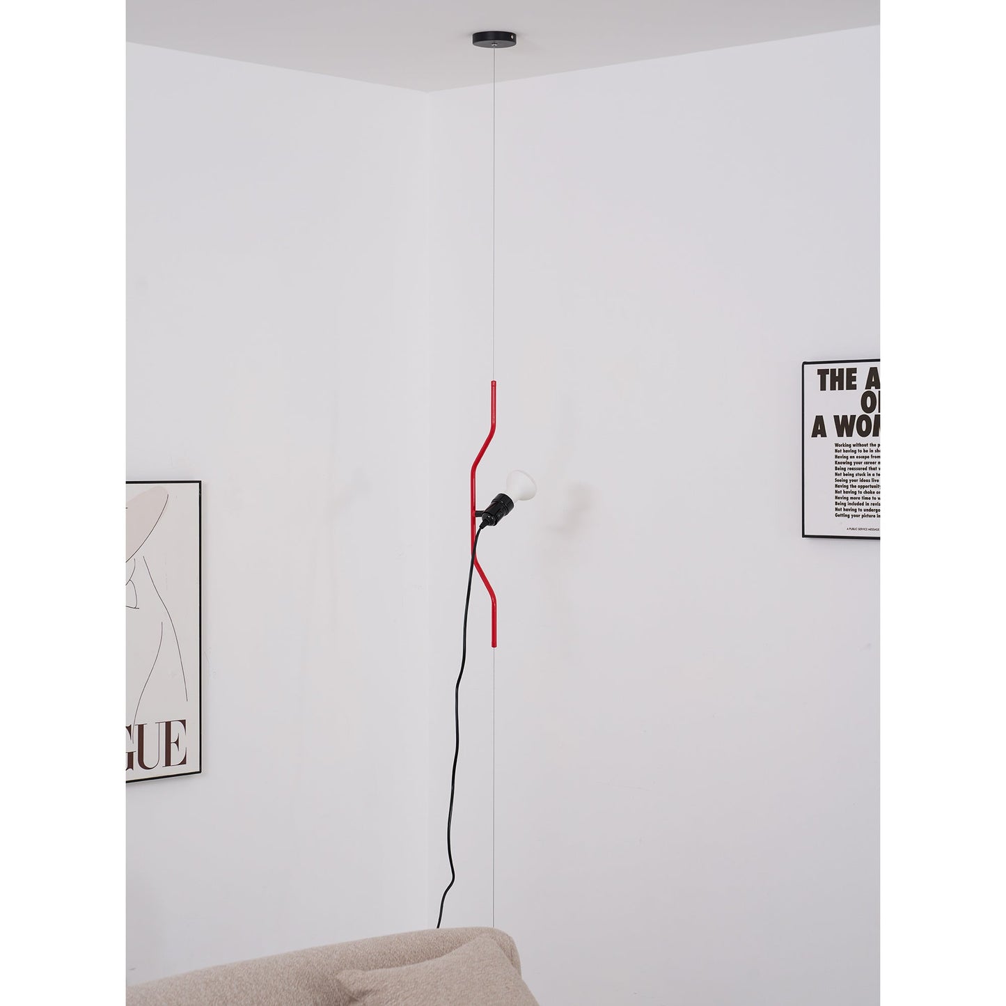 In Hoogte Verstelbare Hanglamp met Metalen Buiskap – Zwart/Wit/Rood