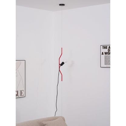 In Hoogte Verstelbare Hanglamp met Metalen Buiskap – Zwart/Wit/Rood