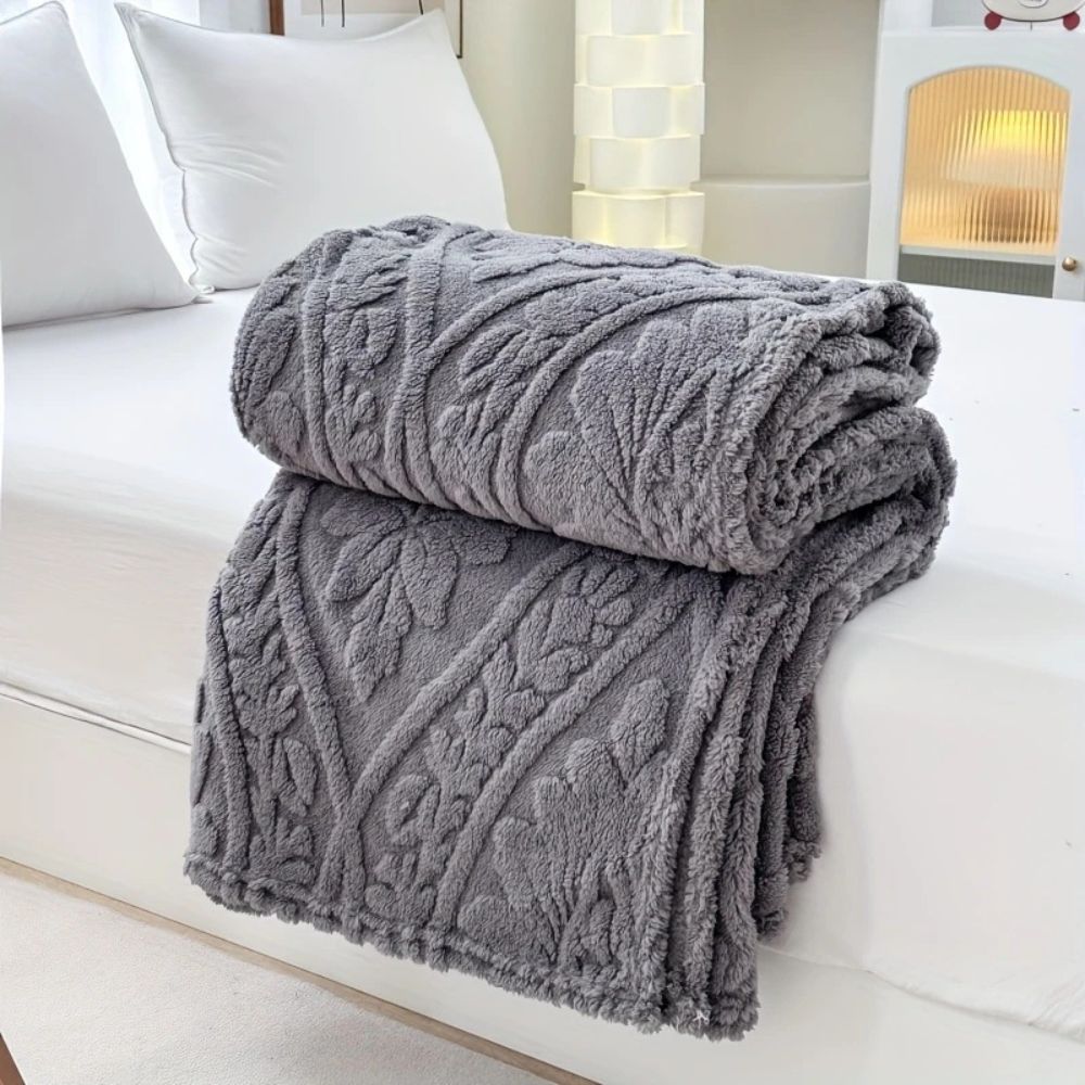 Geweven Jacquard Fleece Plaid – Zachte Warme Deken met Geometrisch Patroon – Decoratieve Microfiber Deken voor Bank en Bed