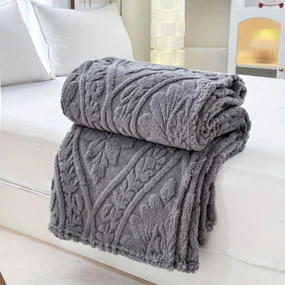 Geweven Jacquard Fleece Plaid – Zachte Warme Deken met Geometrisch Patroon – Decoratieve Microfiber Deken voor Bank en Bed