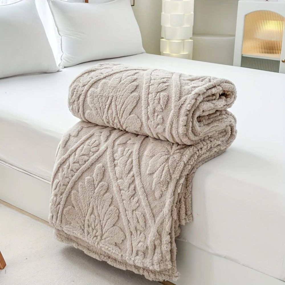 Geweven Jacquard Fleece Plaid – Zachte Warme Deken met Geometrisch Patroon – Decoratieve Microfiber Deken voor Bank en Bed