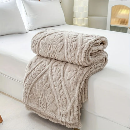 Geweven Jacquard Fleece Plaid – Zachte Warme Deken met Geometrisch Patroon – Decoratieve Microfiber Deken voor Bank en Bed