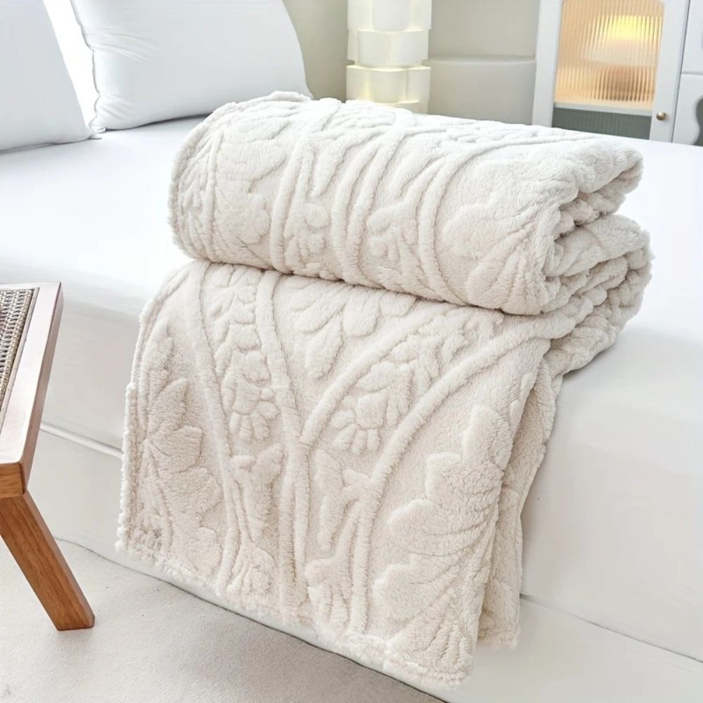 Geweven Jacquard Fleece Plaid – Zachte Warme Deken met Geometrisch Patroon – Decoratieve Microfiber Deken voor Bank en Bed