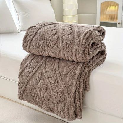 Geweven Jacquard Fleece Plaid – Zachte Warme Deken met Geometrisch Patroon – Decoratieve Microfiber Deken voor Bank en Bed