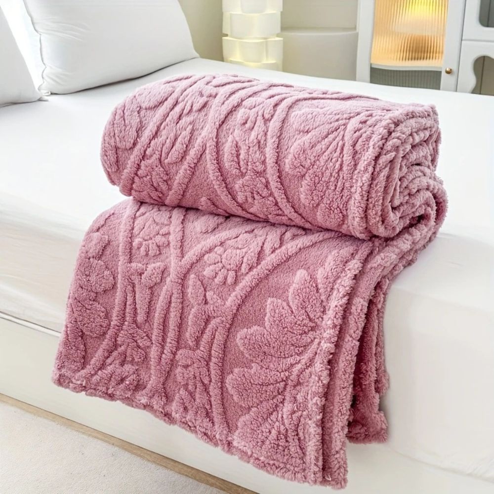 Geweven Jacquard Fleece Plaid – Zachte Warme Deken met Geometrisch Patroon – Decoratieve Microfiber Deken voor Bank en Bed
