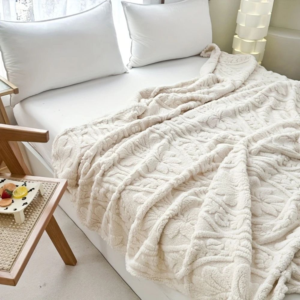 Geweven Jacquard Fleece Plaid – Zachte Warme Deken met Geometrisch Patroon – Decoratieve Microfiber Deken voor Bank en Bed