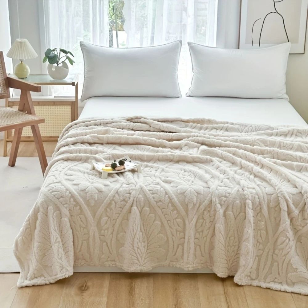 Geweven Jacquard Fleece Plaid – Zachte Warme Deken met Geometrisch Patroon – Decoratieve Microfiber Deken voor Bank en Bed