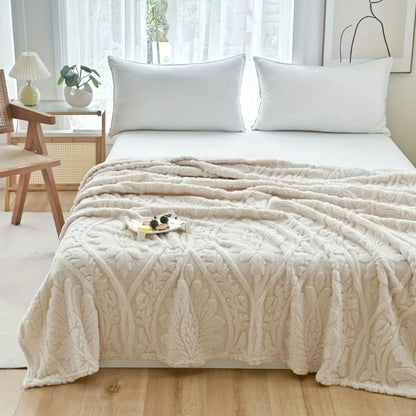 Geweven Jacquard Fleece Plaid – Zachte Warme Deken met Geometrisch Patroon – Decoratieve Microfiber Deken voor Bank en Bed