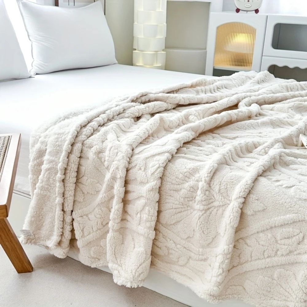 Geweven Jacquard Fleece Plaid – Zachte Warme Deken met Geometrisch Patroon – Decoratieve Microfiber Deken voor Bank en Bed
