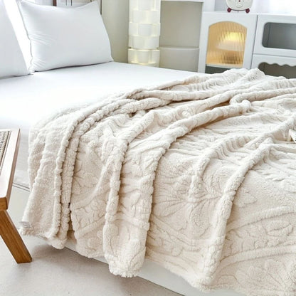 Geweven Jacquard Fleece Plaid – Zachte Warme Deken met Geometrisch Patroon – Decoratieve Microfiber Deken voor Bank en Bed