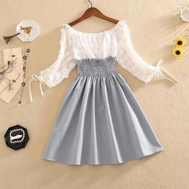 Elastische Hoge Taille Chiffon Zomerjurk voor Vrouwen