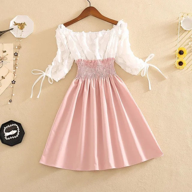 Elastische Hoge Taille Chiffon Zomerjurk voor Vrouwen