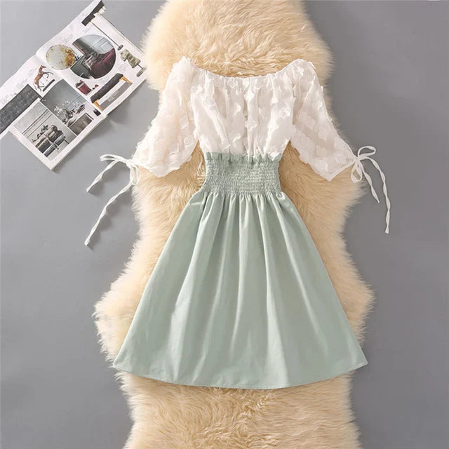 Elastische Hoge Taille Chiffon Zomerjurk voor Vrouwen