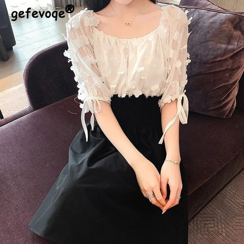 Elastische Hoge Taille Chiffon Zomerjurk voor Vrouwen