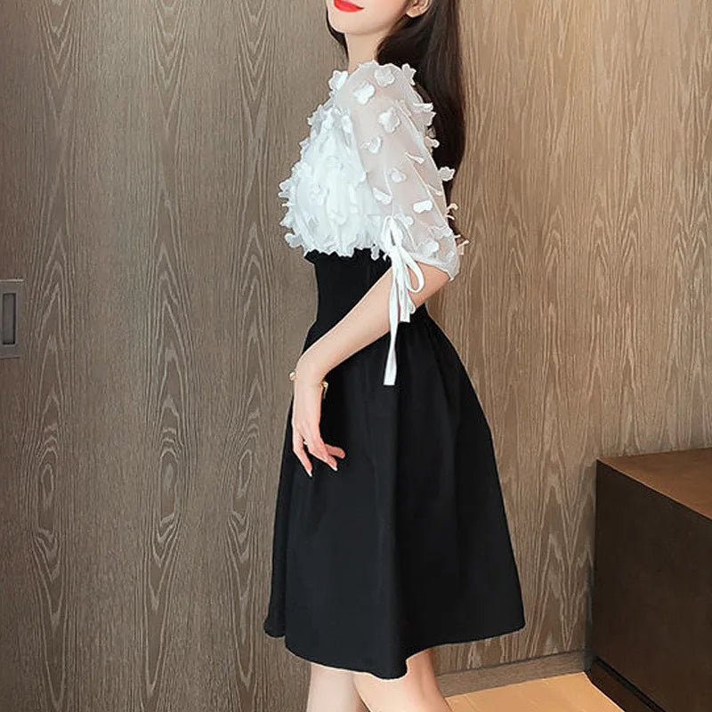 Elastische Hoge Taille Chiffon Zomerjurk voor Vrouwen