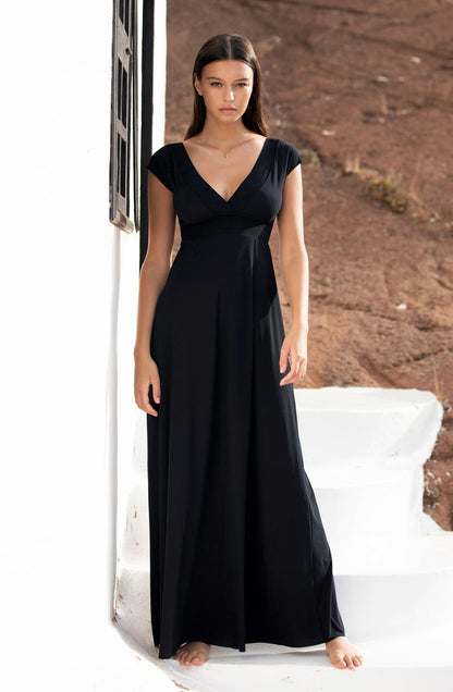 Vrouwelijke Langjurk Elegante Halslijn Zomerjurk