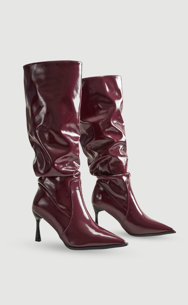 Kniehoge Laars Stiletto Hak 10 cm Glanzend Leer