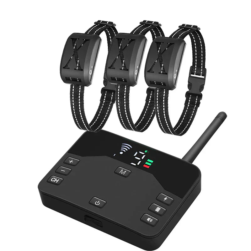Draadloos Hondenhekkensysteem met Instelbare Halsband 9-240 Meter Bereik voor Veilige Grens Hondenerkenning Trainingsapparaat met Geluid Trillingen Schok Waterdicht