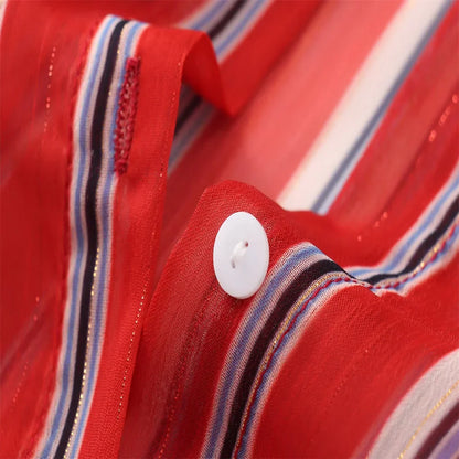 Vrouwelijke Zomerblouse Streepjes Korte Mouw