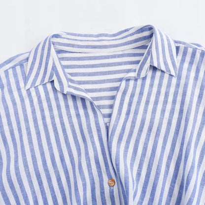 Blauw Gestreept Zomer Shirt voor Mannen