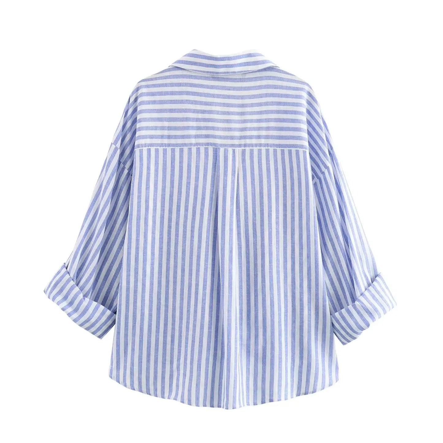 Blauw Gestreept Zomer Shirt voor Mannen