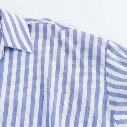 Blauw Gestreept Zomer Shirt voor Mannen