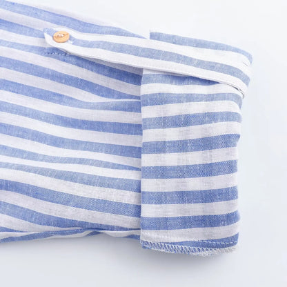 Blauw Gestreept Zomer Shirt voor Mannen