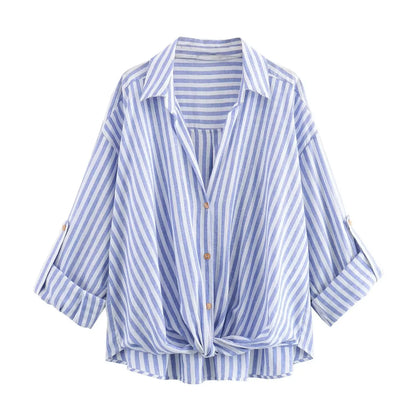 Blauw Gestreept Zomer Shirt voor Mannen