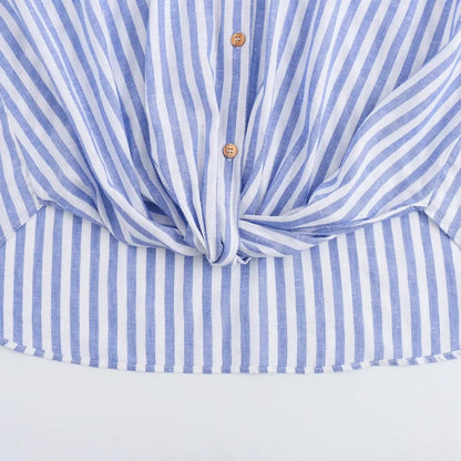 Blauw Gestreept Zomer Shirt voor Mannen