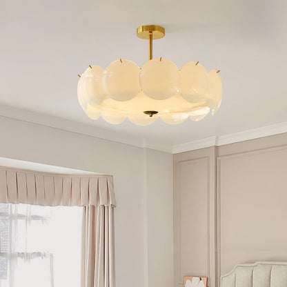 Kroonluchter Glazen Schijven Metaal Koper Woonkamer Eetkamer E14 Ø40 Ø50 Ø60cm Hanglamp Vintage Sfeerlamp Plafondlamp