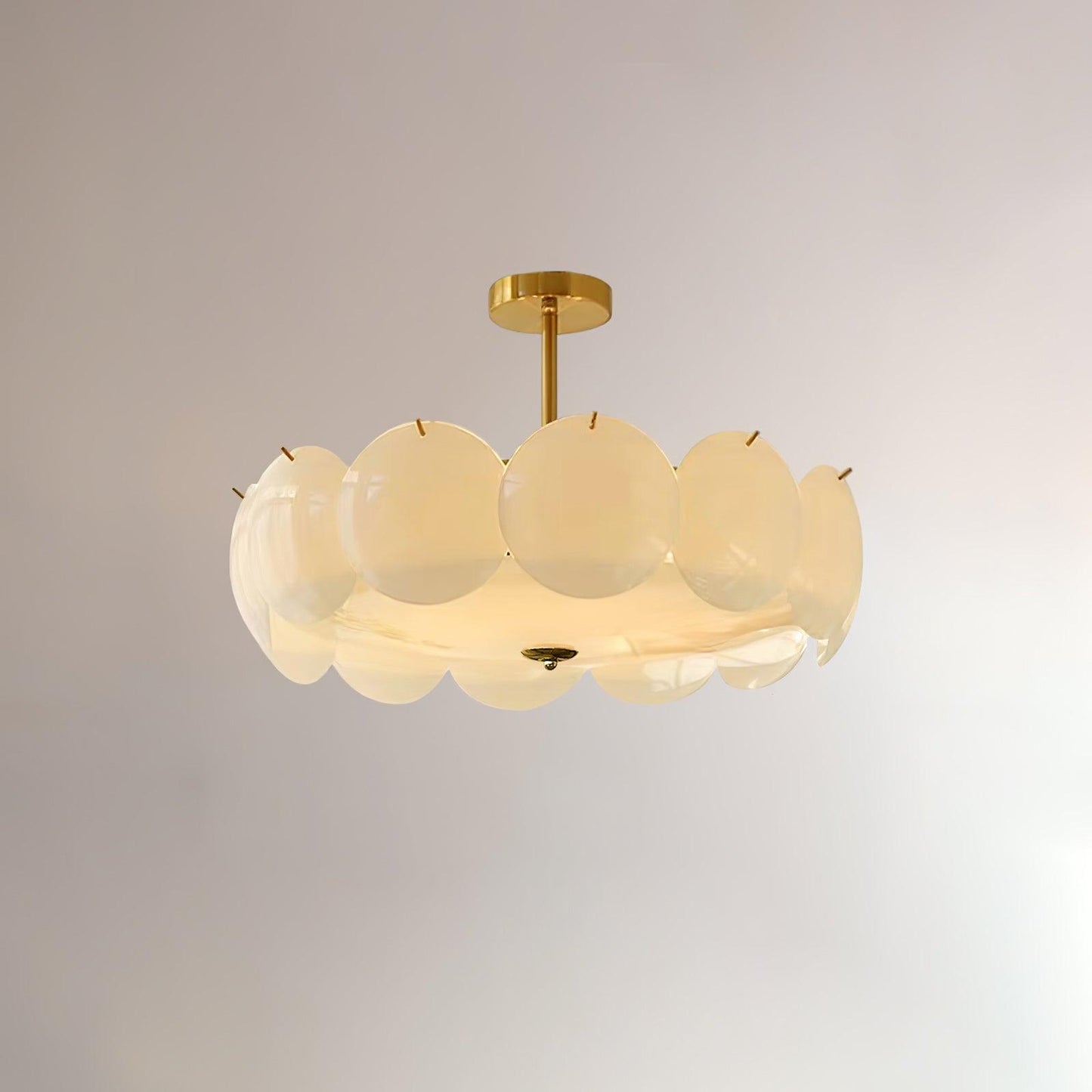 Kroonluchter Glazen Schijven Metaal Koper Woonkamer Eetkamer E14 Ø40 Ø50 Ø60cm Hanglamp Vintage Sfeerlamp Plafondlamp