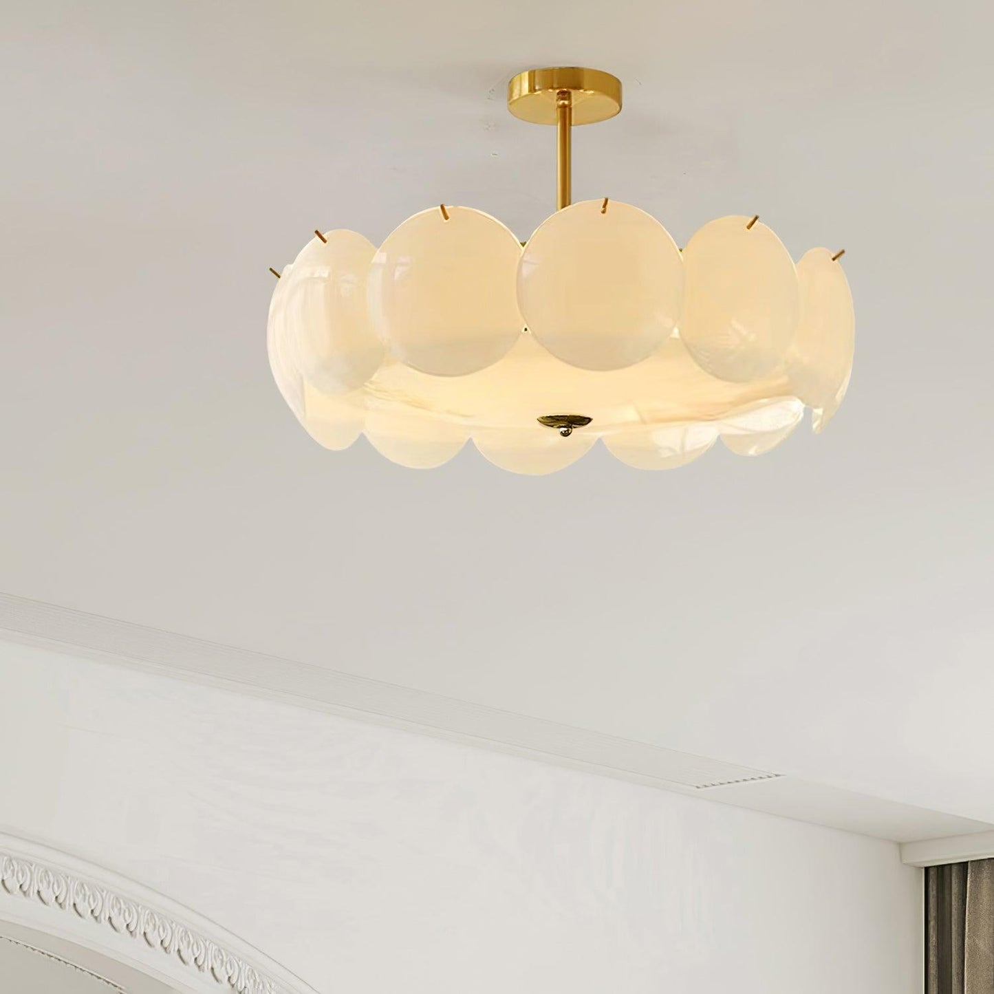 Kroonluchter Glazen Schijven Metaal Koper Woonkamer Eetkamer E14 Ø40 Ø50 Ø60cm Hanglamp Vintage Sfeerlamp Plafondlamp