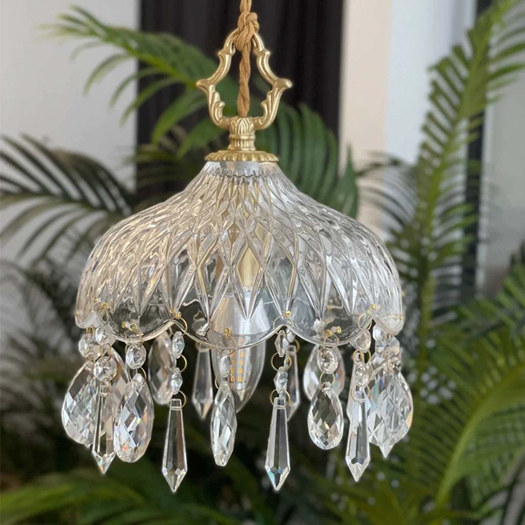 Kristallen Hanglamp Messing Glas Vintage Frans 15cm 20cm E14