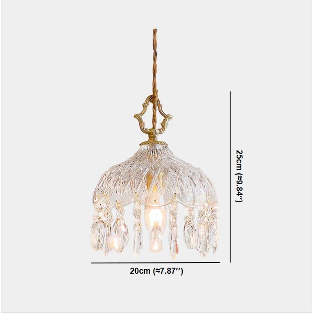 Kristallen Hanglamp Messing Glas Vintage Frans 15cm 20cm E14