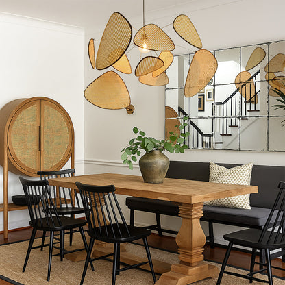 Rotan hanglamp LED 3000K warm wit slaapkamer eethoek organisch design rotan verlichting plafondlamp natuurlijke stijl
