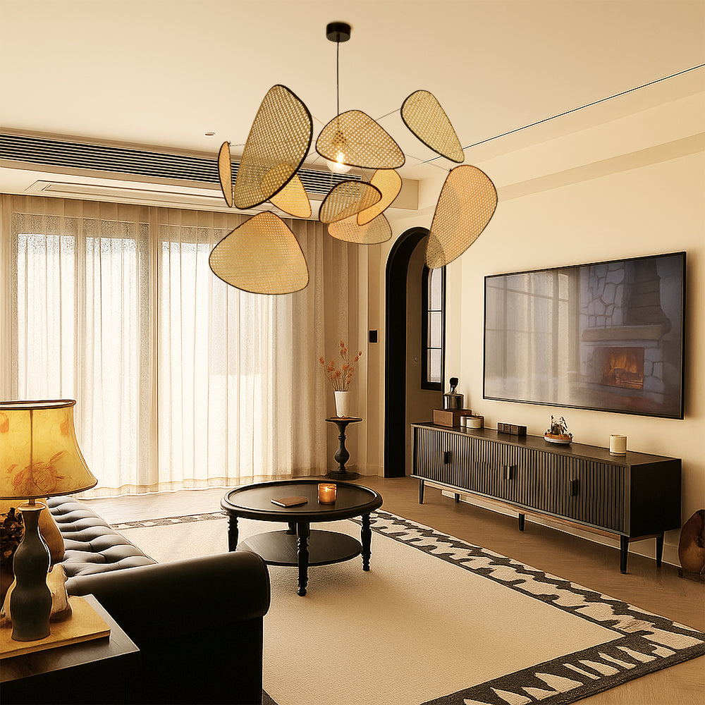 Rotan hanglamp LED 3000K warm wit slaapkamer eethoek organisch design rotan verlichting plafondlamp natuurlijke stijl