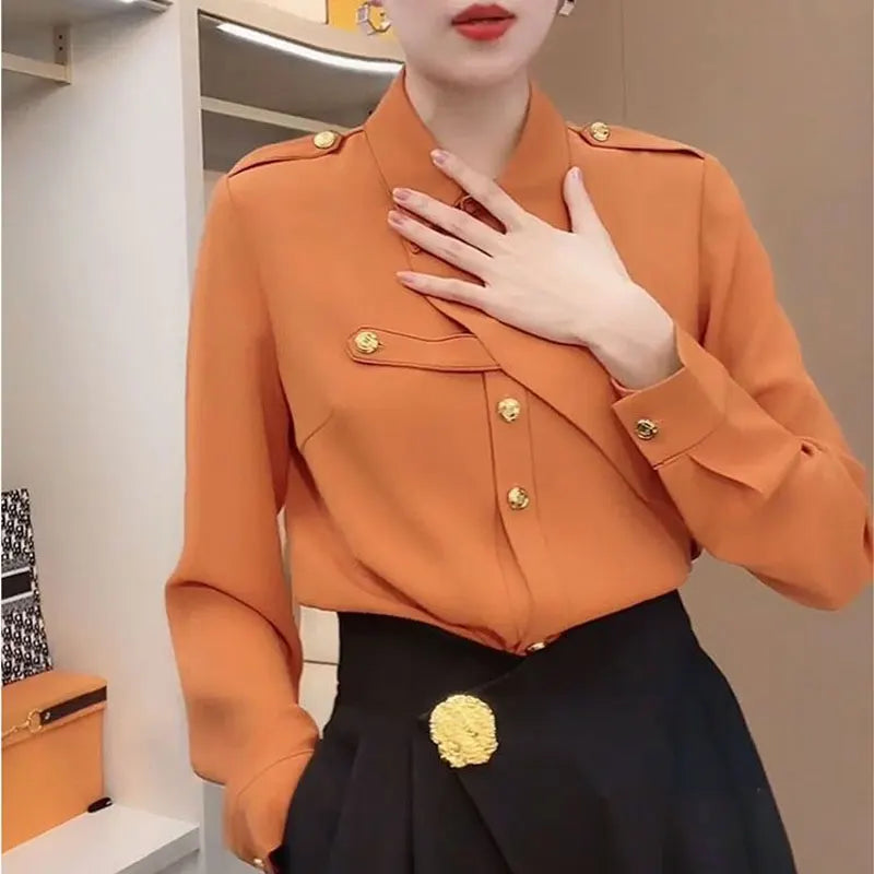 Vrouwelijke Asymmetrische Blouse Elegante Stijl