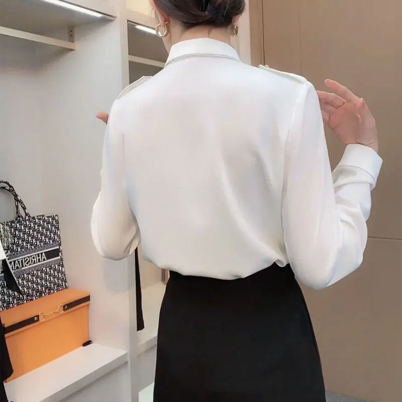 Vrouwelijke Asymmetrische Blouse Elegante Stijl
