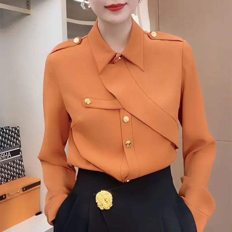 Vrouwelijke Asymmetrische Blouse Elegante Stijl - StudioMarella