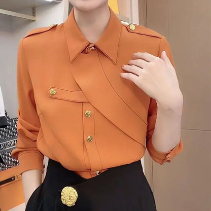 Vrouwelijke Asymmetrische Blouse Elegante Stijl