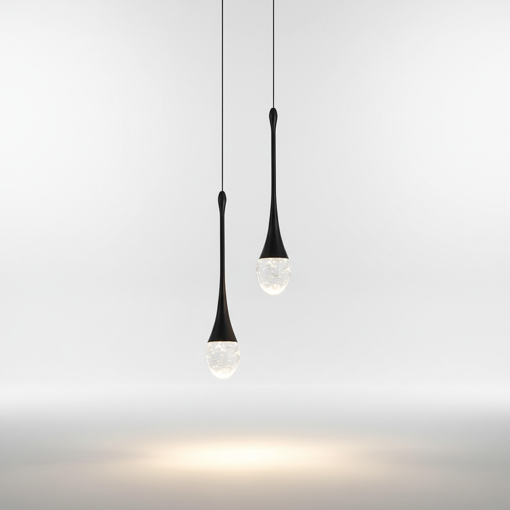 Hanglamp Glas Druppel Aluminium 3000K Warm Wit Eetkamer Woonkamer Pendellamp Glazen Bol Verstelbaar Snoer Hal