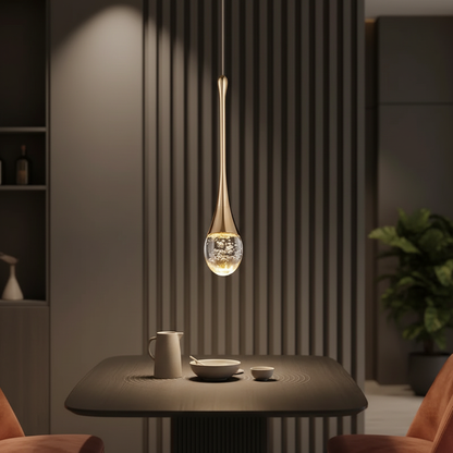 Hanglamp Glas Druppel Aluminium 3000K Warm Wit Eetkamer Woonkamer Pendellamp Glazen Bol Verstelbaar Snoer Hal
