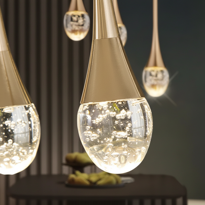 Hanglamp Glas Druppel Aluminium 3000K Warm Wit Eetkamer Woonkamer Pendellamp Glazen Bol Verstelbaar Snoer Hal