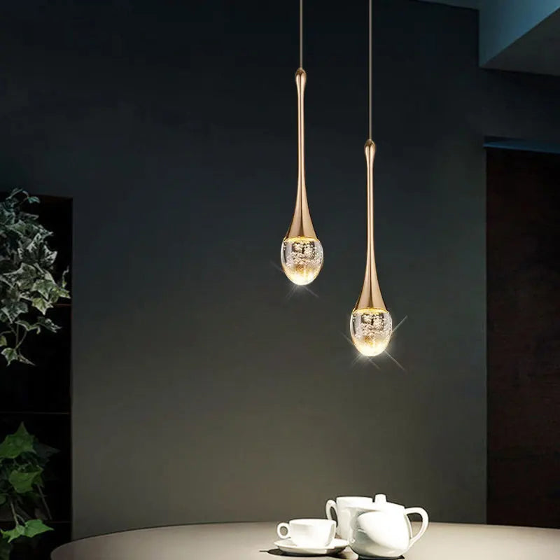 Hanglamp Glas Druppel Aluminium 3000K Warm Wit Eetkamer Woonkamer Pendellamp Glazen Bol Verstelbaar Snoer Hal