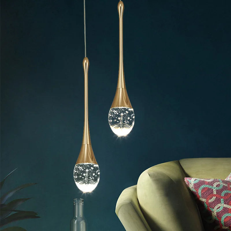Hanglamp Glas Druppel Aluminium 3000K Warm Wit Eetkamer Woonkamer Pendellamp Glazen Bol Verstelbaar Snoer Hal