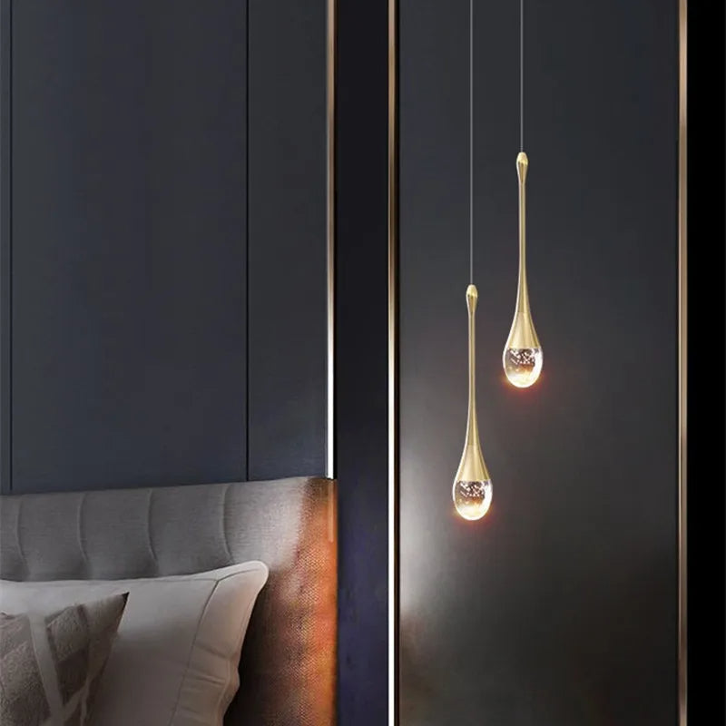 Hanglamp Glas Druppel Aluminium 3000K Warm Wit Eetkamer Woonkamer Pendellamp Glazen Bol Verstelbaar Snoer Hal