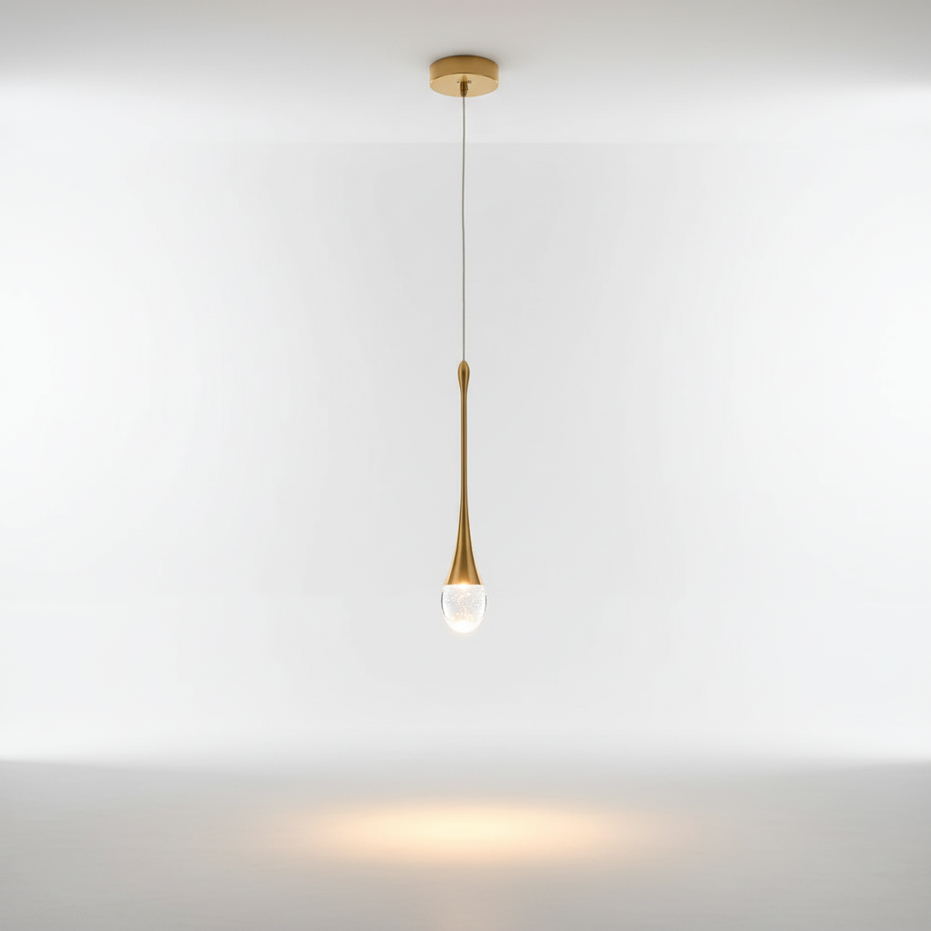 Hanglamp Glas Druppel Aluminium 3000K Warm Wit Eetkamer Woonkamer Pendellamp Glazen Bol Verstelbaar Snoer Hal