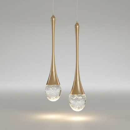 Hanglamp Glas Druppel Aluminium 3000K Warm Wit Eetkamer Woonkamer Pendellamp Glazen Bol Verstelbaar Snoer Hal