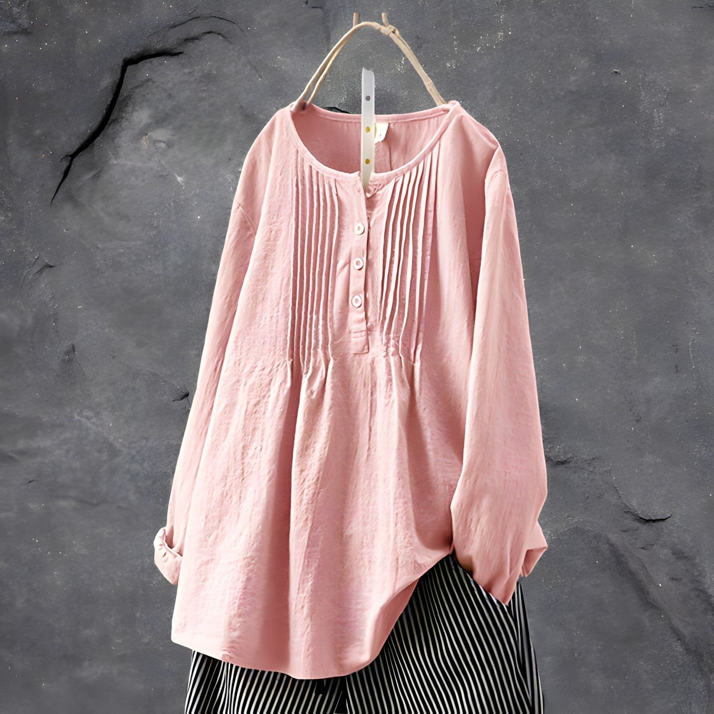 Peplumblouse Dames | Lange Mouwen Knoopsluiting 2