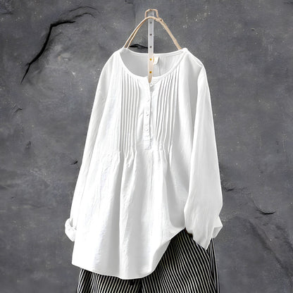 Peplumblouse Dames | Lange Mouwen Knoopsluiting 3